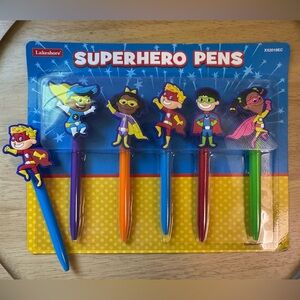 Set of 6 Lakeshore Superhero Pens NWT
